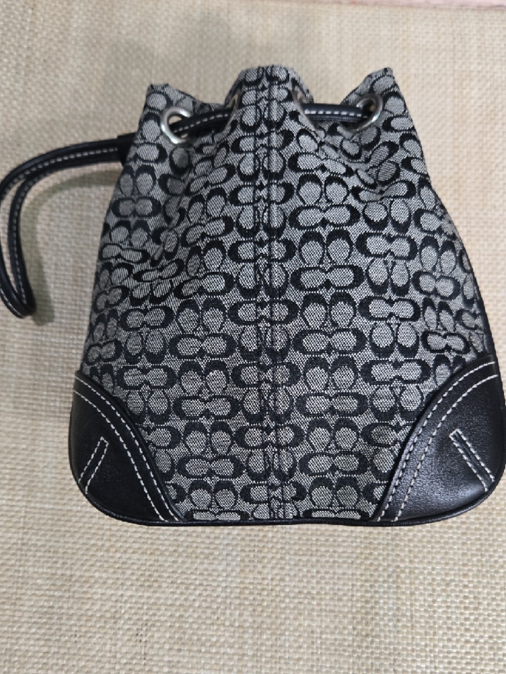 Like New! Coach Black & Gray Signature Drawstring Mini Bag - Picture 12 of 12